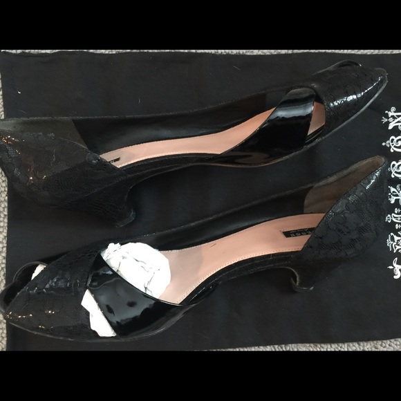 Thakoon x Nine West patent leather & lace pump peep toe heel 9.5M or 9M - Picture 5 of 12